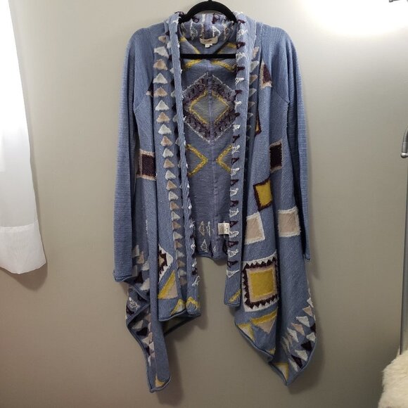 Fiets Voor * Southwest Print Wool Blend Cardi Sz L - Picture 2 of 10